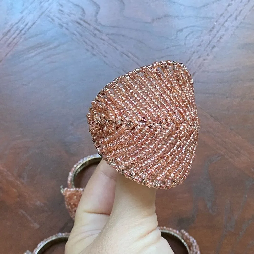 Pier 1 Vintage Beaded Napkin Rings Set Of 4